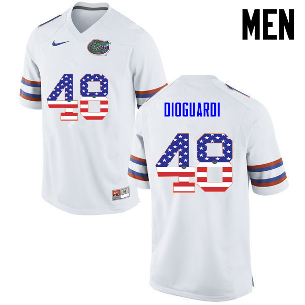 Men Florida Gators #48 Brett DioGuardi College Football USA Flag Fashion Jerseys-White - Click Image to Close